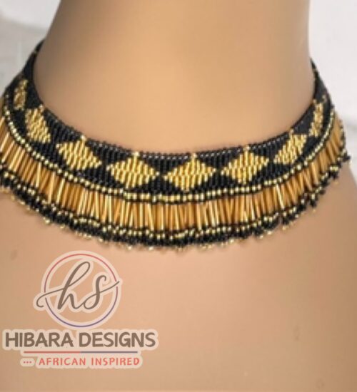 Thandi Beaded Choker Necklaces (Black Pantheress)