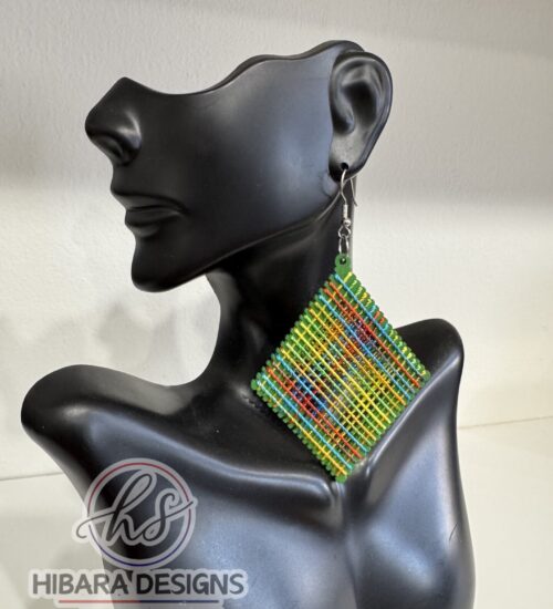 Green Knitted Diamond Earrings