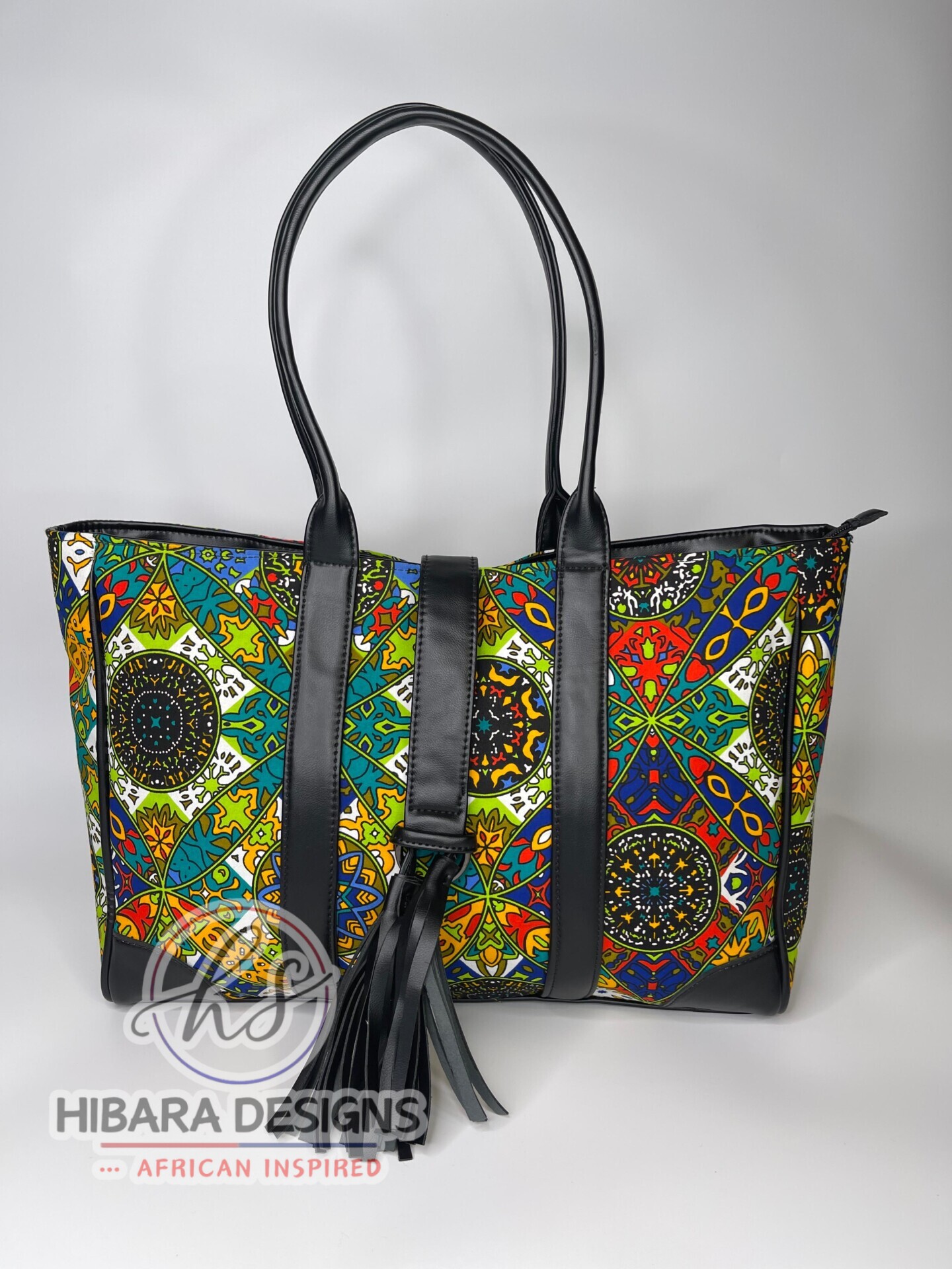 Green Totes Bag with Leather Tessel