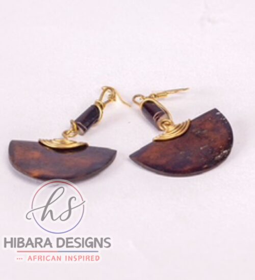 Brown Fan Dangling Earrings