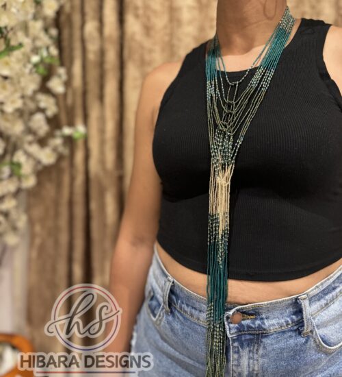 Tie Beaded Necklace (Green)