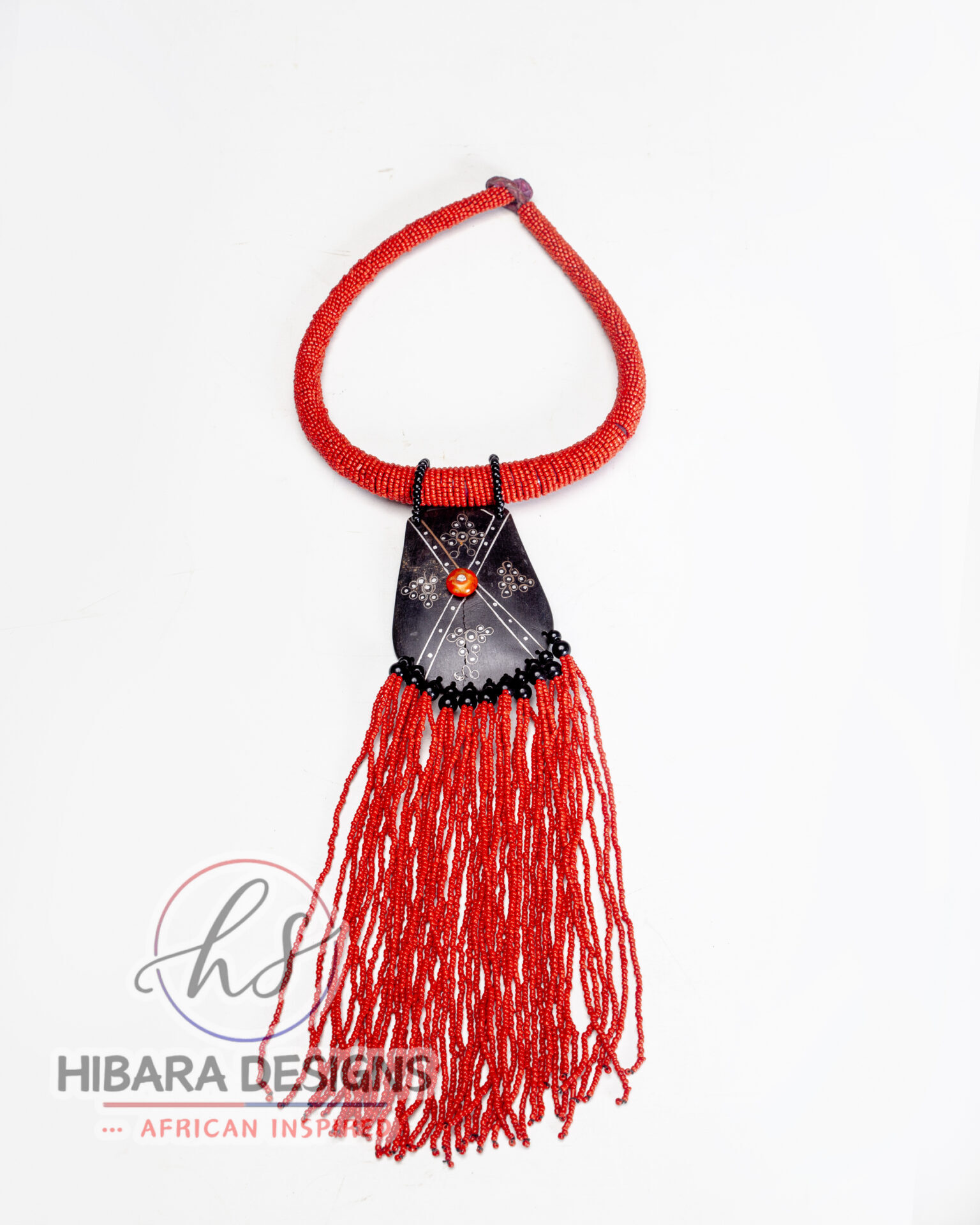Nayira Beaded Necklace ( Red)