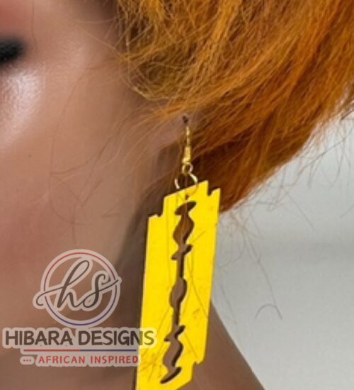 Yellow Razor Dangling Earrings