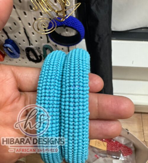 Cyan Beaded Bangles