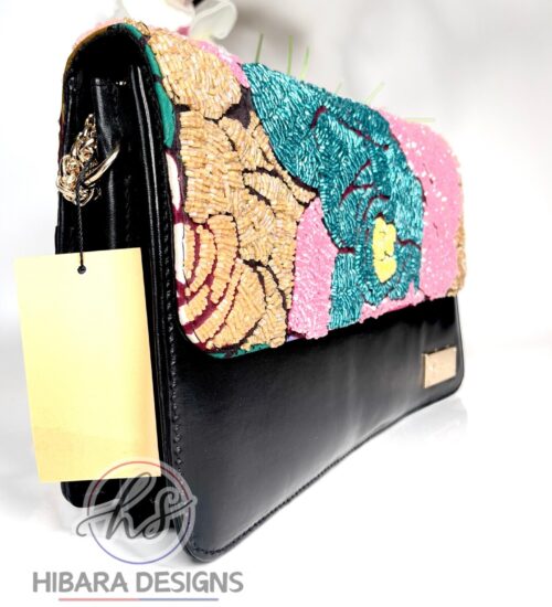Madam Beaded Flowery  Leather Bag