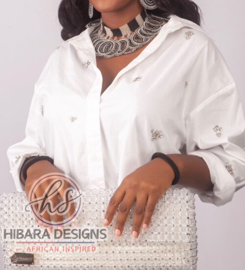 Crystal’s Ooni Overized Beaded Clutch