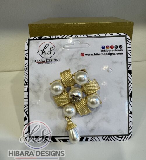 channel cross pearl brooch (goldsilver)