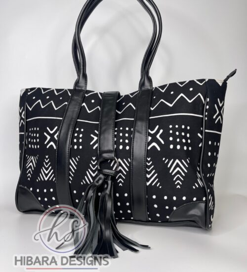 Black Totes Bag with Leather Tessel