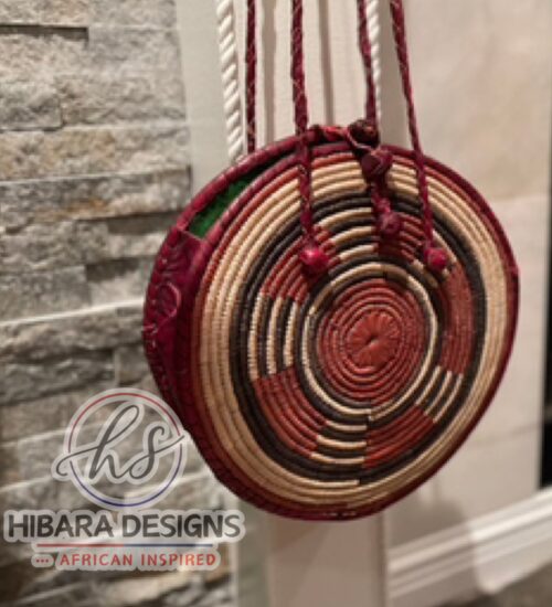 Cherry Zarai Shoulder Basket Bag with Leather