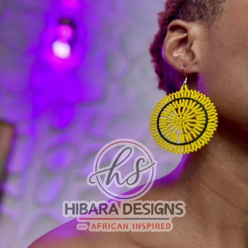 yellow nandi beaded earrings