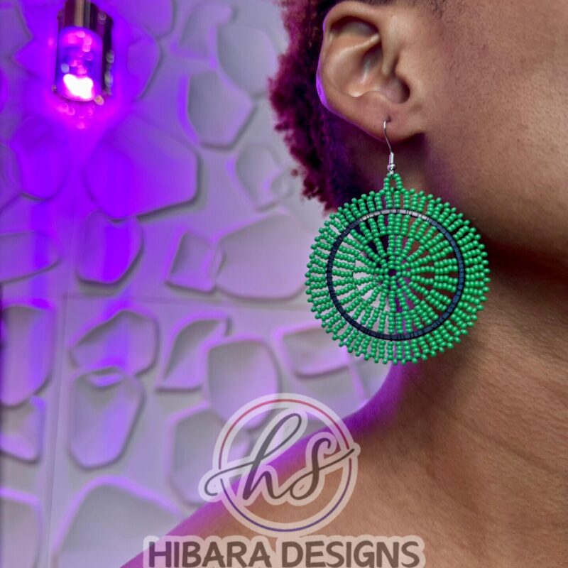 green nandi beaded earrings