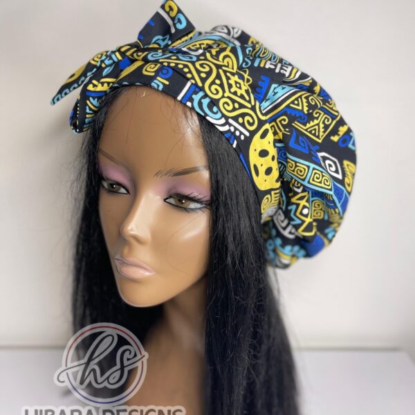 Our newest hair bonnet is lined with satin inside and a tie to Secure the bonnet in place while sleeping. It also help laid your edge while sleeping. The stain inside the bonnet Will prevent hair breakage. Also prefect for health care workers to use as a PPE. Our bonnet can machine wash too.