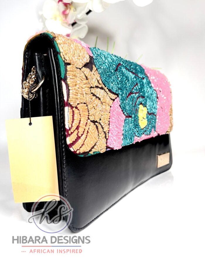 Madam Beaded Flowery  Leather Bag