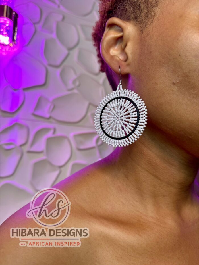 white nandi beaded earrings