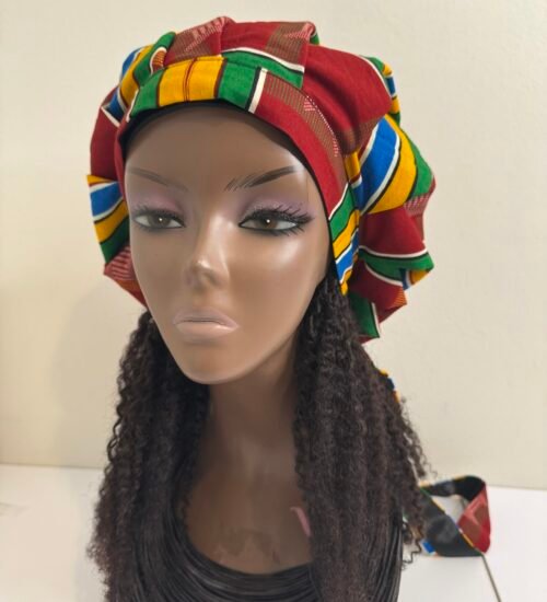 Nsibidi  Print  Bonnet with Satin  (Medium)