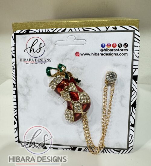 Christmas socks brooch