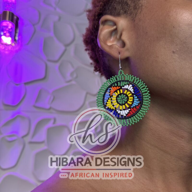 Nandi Beaded Earrings with colorful circle