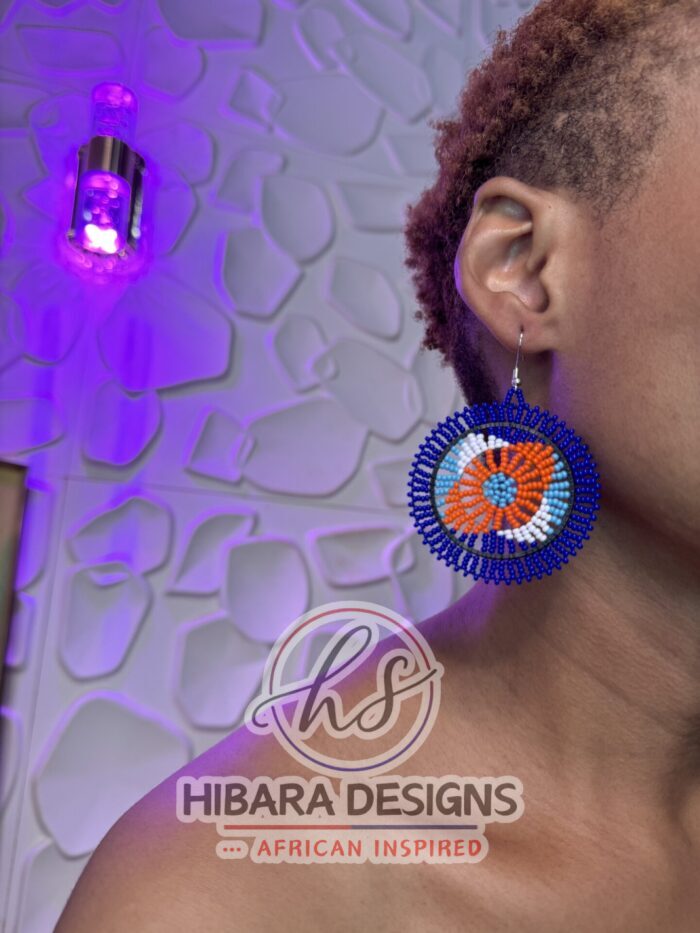 nandi beaded earring with colorful circle