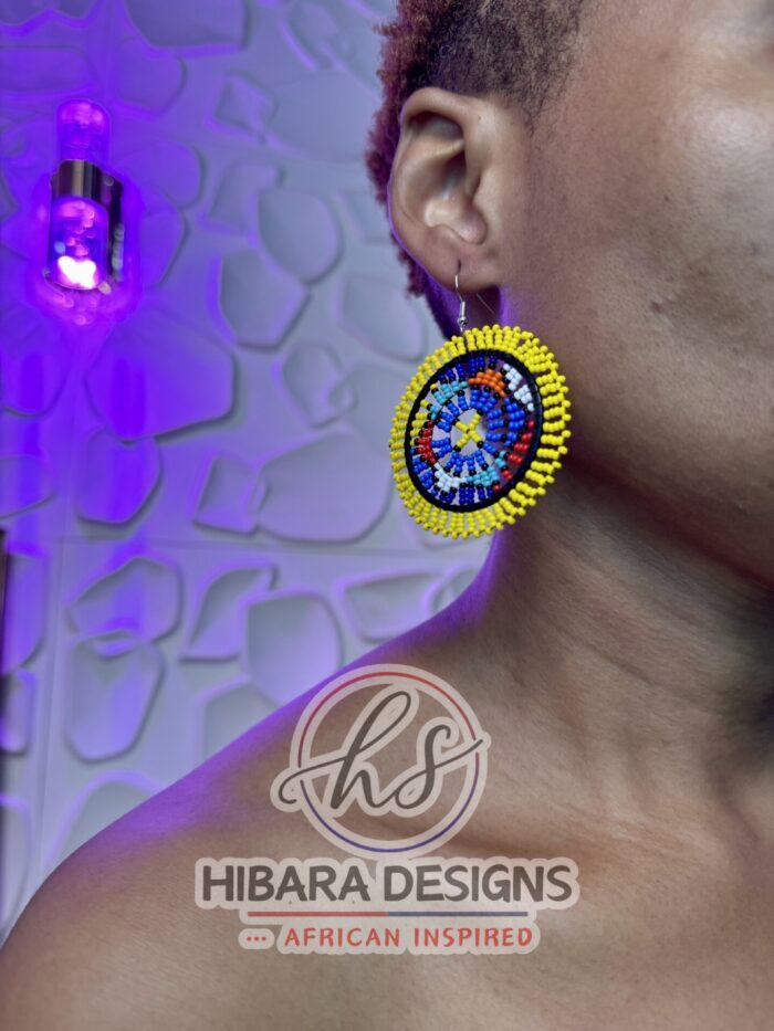 nandi beaded earrings with colorful circle