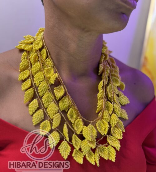 Farai Beaded Petals Necklace (Yellow)