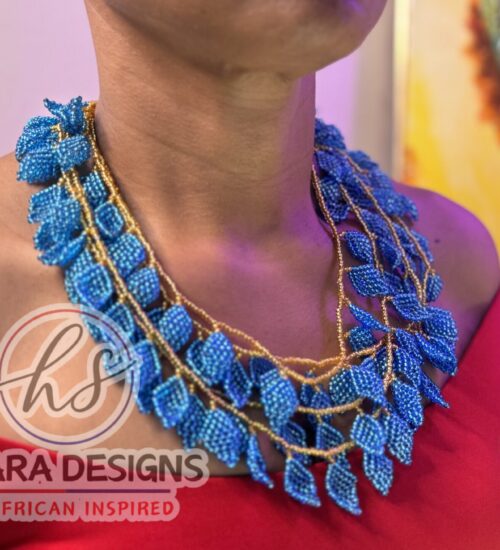 Farai Beaded Petals Necklace (Blue)