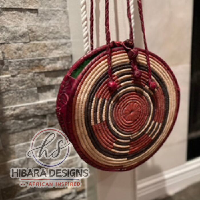 Cherry Zarai Shoulder Basket Bag with Leather