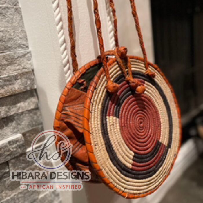 Orange Zarai Shoulder Basket Bag with Leather