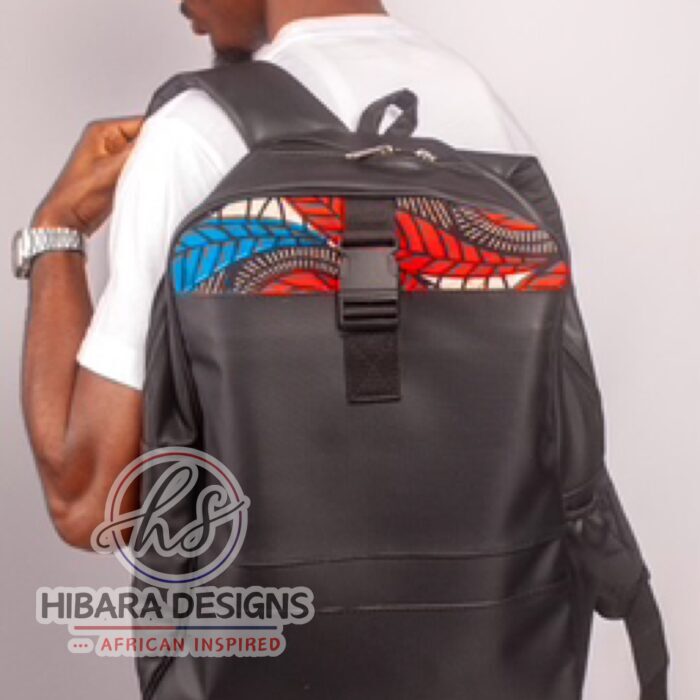 Red and Blue Leather Backpack