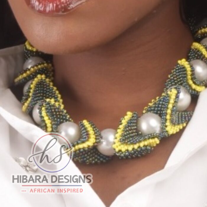 pearl  Beaded Necklace Set ( Green)