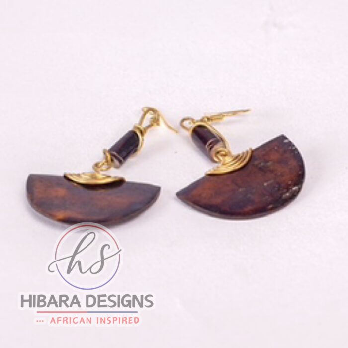 Brown Fan Dangling Earrings