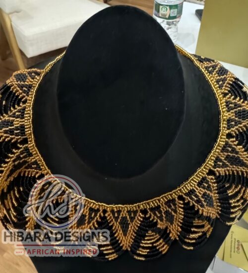 Cece Beaded Necklace (Gold & Blk)