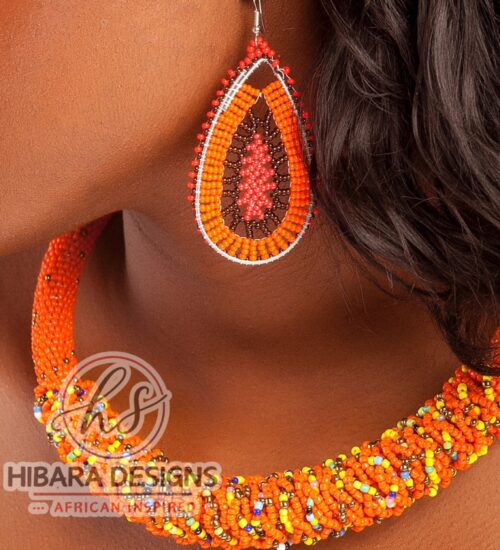Jumbo Orange Beaded Necklace