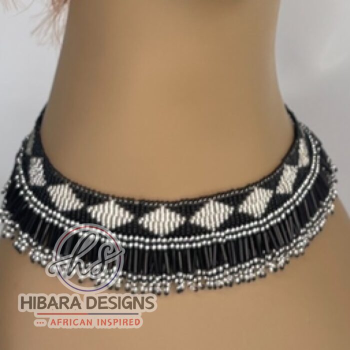 Thandi Beaded Choker Necklace (Zebra)