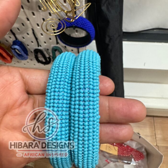 Cyan Beaded Bangles