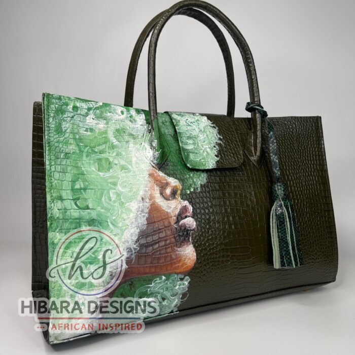 Green HER Afro Leather Handbag