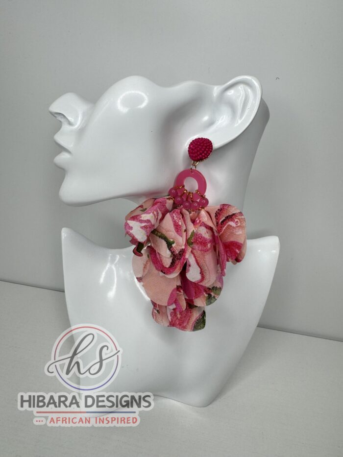 Pink Fabric Earrings