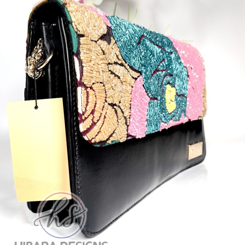 Madam Beaded Flowery Leather Bag