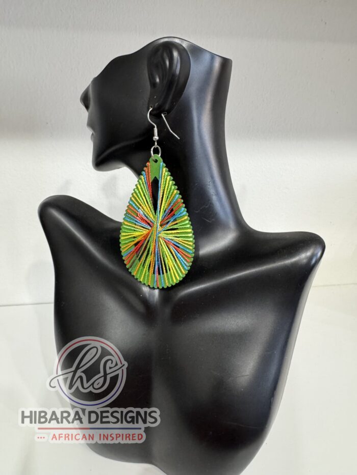 Green  Knitted Teardrop Earrings